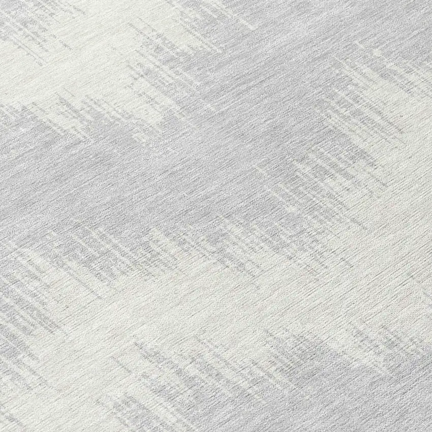 8' Silver And Gray Round Chevron Washable Indoor Outdoor Area Rug Photo 8