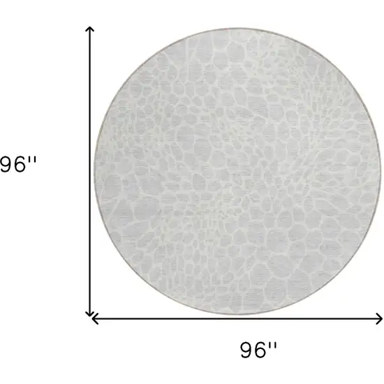 8' Silver And Gray Round Geometric Washable Indoor Outdoor Area Rug Photo 3