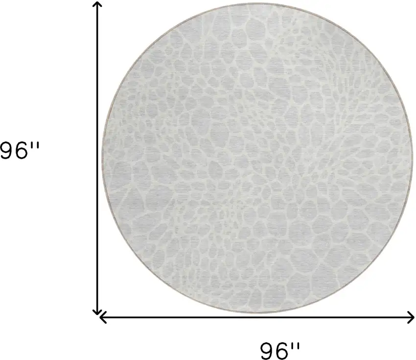 8' Silver And Gray Round Geometric Washable Indoor Outdoor Area Rug Photo 3