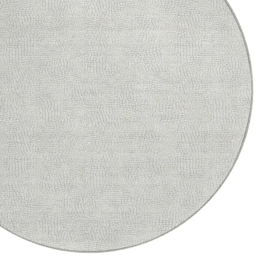 8' Silver And Gray Round Geometric Washable Indoor Outdoor Area Rug Photo 5
