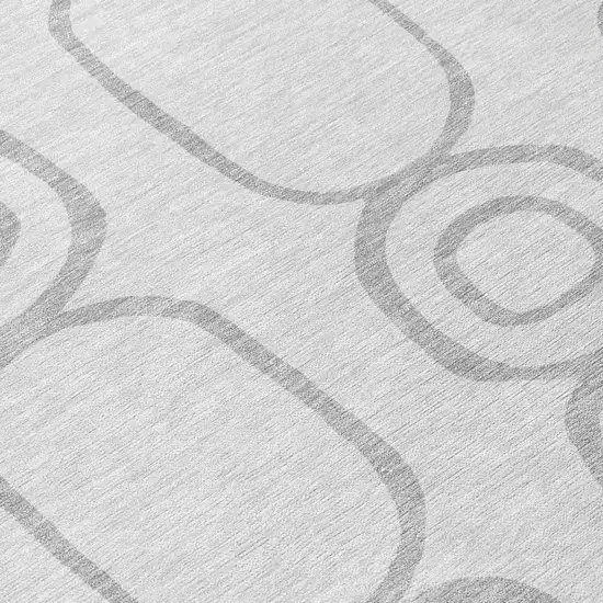 8' Silver And Gray Round Geometric Washable Indoor Outdoor Area Rug Photo 9