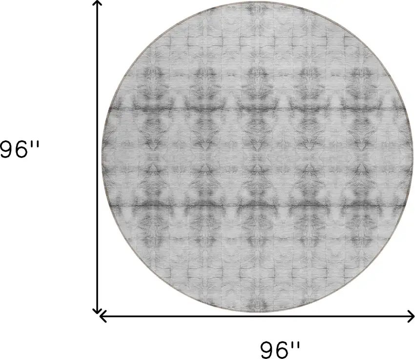 8' Silver And Gray Round Geometric Washable Indoor Outdoor Area Rug Photo 3