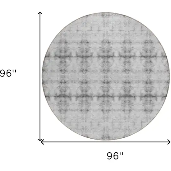 8' Silver And Gray Round Geometric Washable Indoor Outdoor Area Rug Photo 3