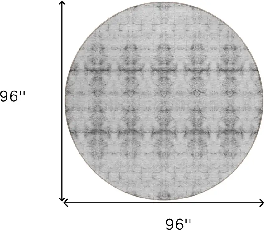 8' Silver And Gray Round Geometric Washable Indoor Outdoor Area Rug Photo 3