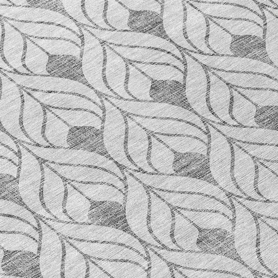 8' Silver And Gray Round Geometric Washable Indoor Outdoor Area Rug Photo 8