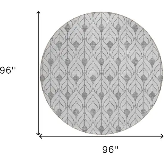 8' Silver And Gray Round Geometric Washable Indoor Outdoor Area Rug Photo 3