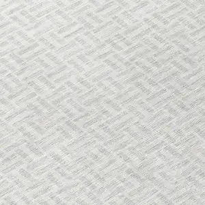 Photo of 8' Silver And Gray Round Geometric Washable Indoor Outdoor Area Rug