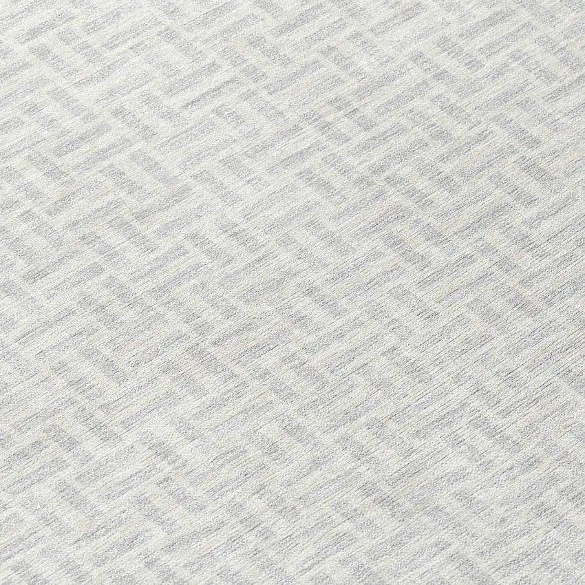 8' Silver And Gray Round Geometric Washable Indoor Outdoor Area Rug Photo 8