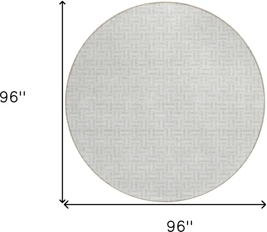 8' Silver And Gray Round Geometric Washable Indoor Outdoor Area Rug Photo 3