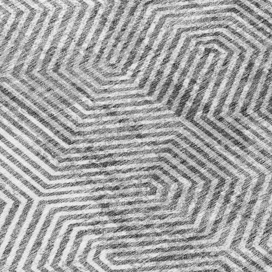 8' Silver And Gray Round Geometric Washable Indoor Outdoor Area Rug Photo 8