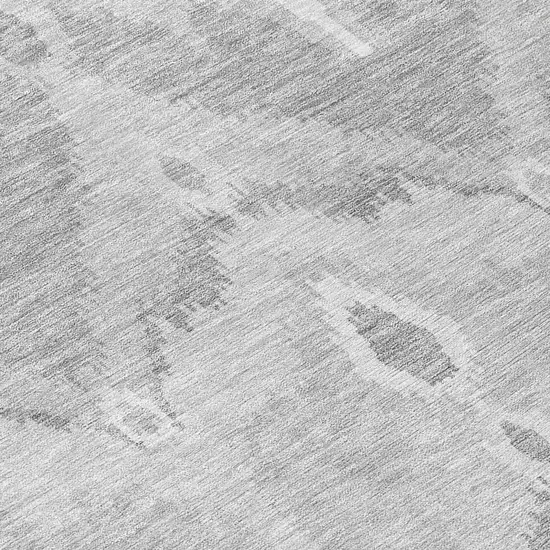 8' Silver And Gray Round Ikat Washable Indoor Outdoor Area Rug Photo 9