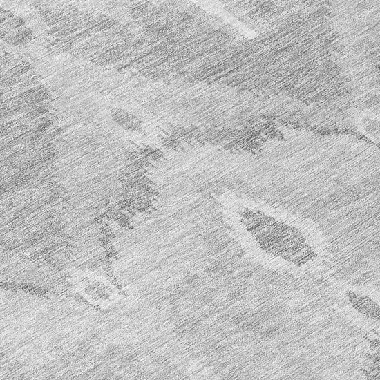 8' Silver And Gray Round Ikat Washable Indoor Outdoor Area Rug Photo 9
