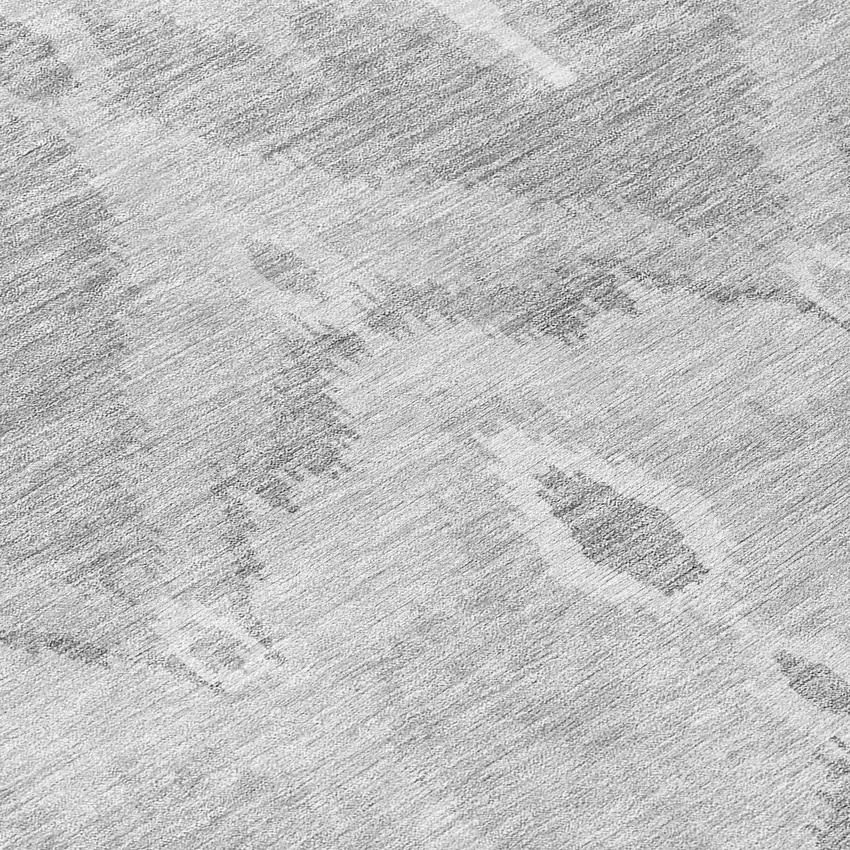 8' Silver And Gray Round Ikat Washable Indoor Outdoor Area Rug Photo 9