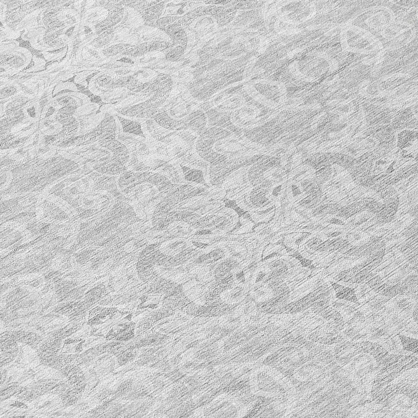 8' Silver And Gray Round Medallion Washable Indoor Outdoor Area Rug Photo 8