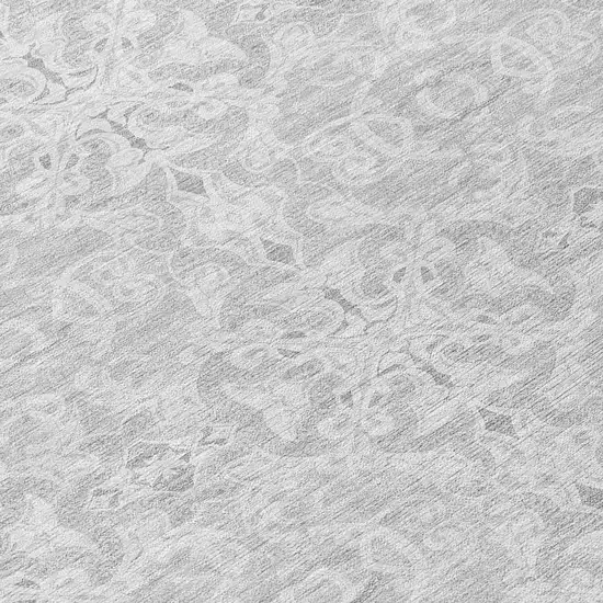 8' Silver And Gray Round Medallion Washable Indoor Outdoor Area Rug Photo 8