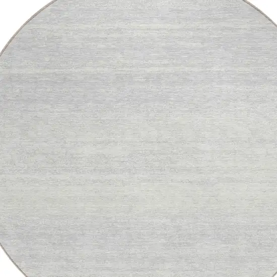 8' Silver And Gray Round Striped Washable Indoor Outdoor Area Rug Photo 4