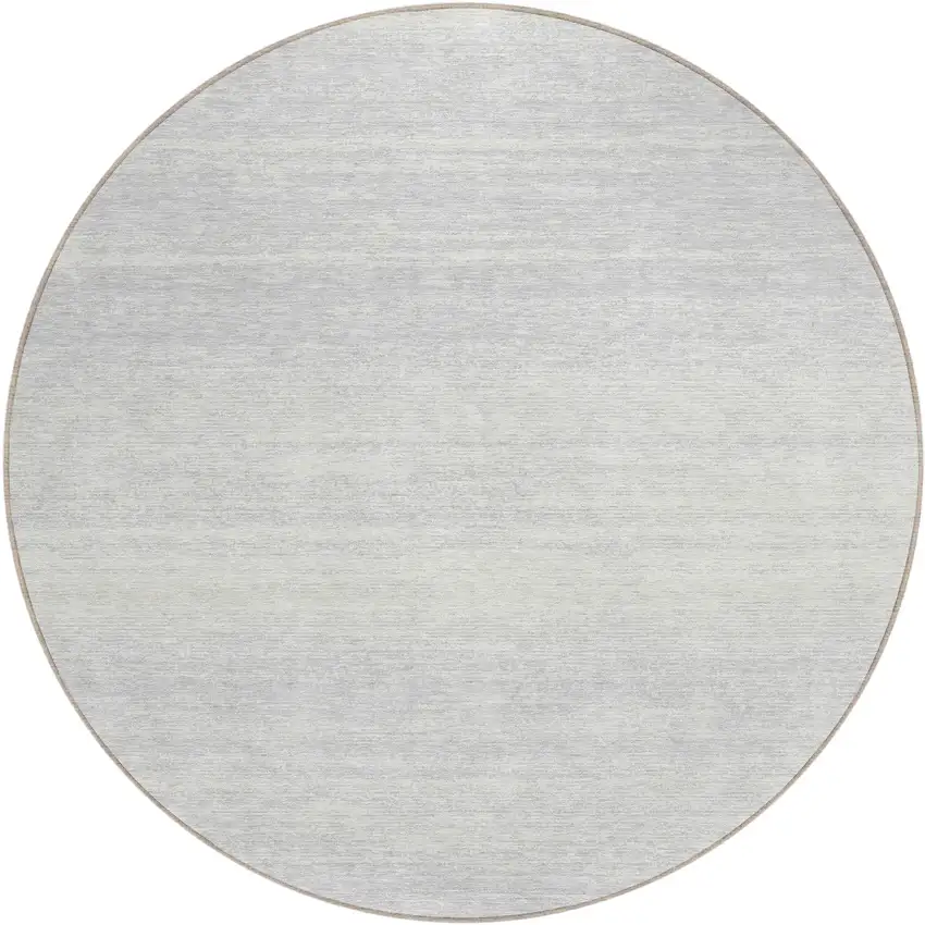 8' Silver And Gray Round Striped Washable Indoor Outdoor Area Rug Photo 2
