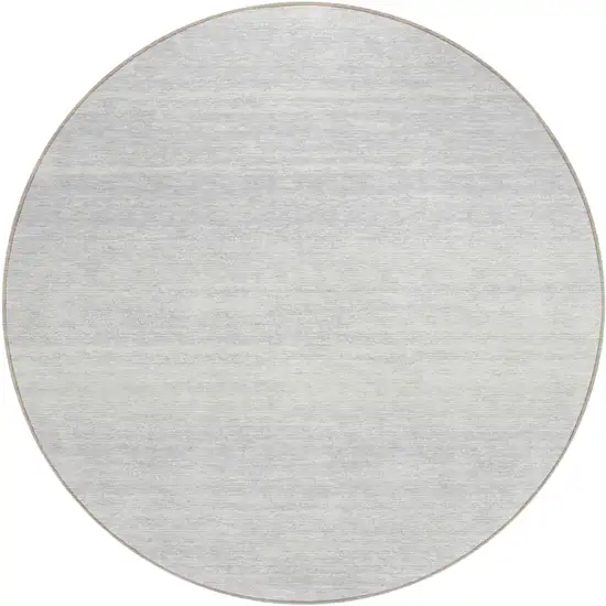 8' Silver And Gray Round Striped Washable Indoor Outdoor Area Rug Photo 2