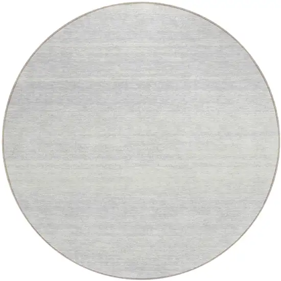 8' Silver And Gray Round Striped Washable Indoor Outdoor Area Rug Photo 2
