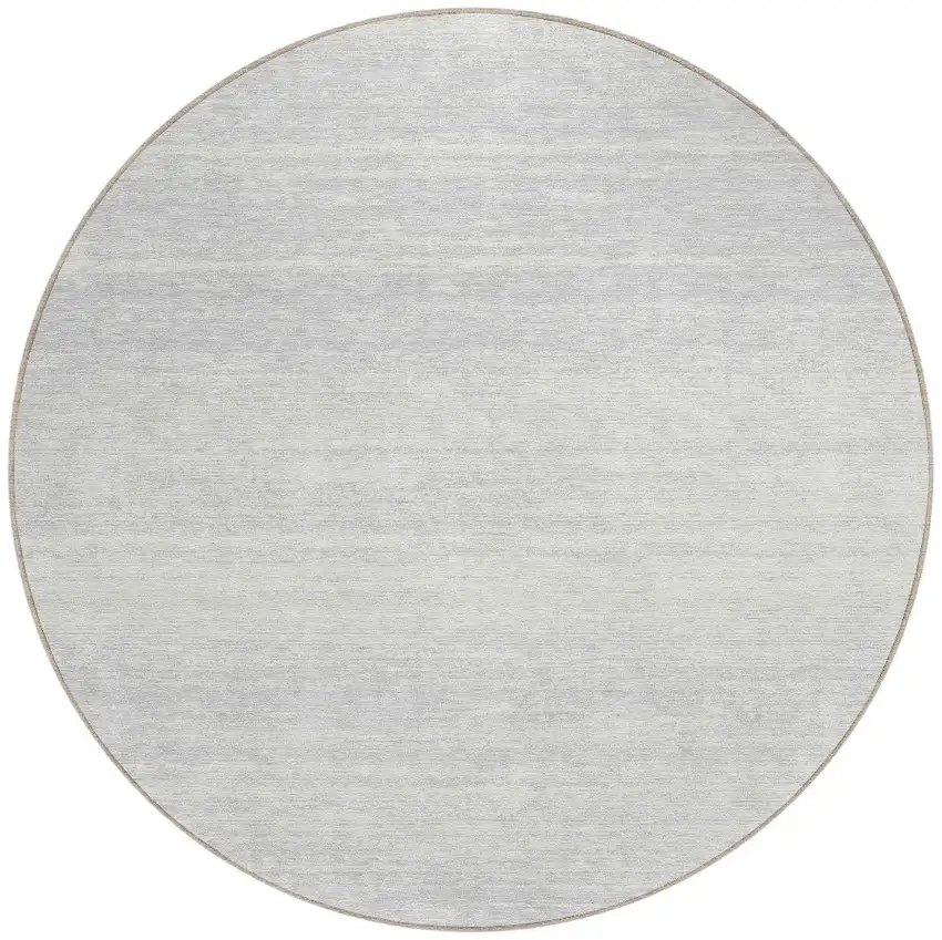 8' Silver And Gray Round Striped Washable Indoor Outdoor Area Rug Photo 5