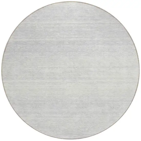 8' Silver And Gray Round Striped Washable Indoor Outdoor Area Rug Photo 5