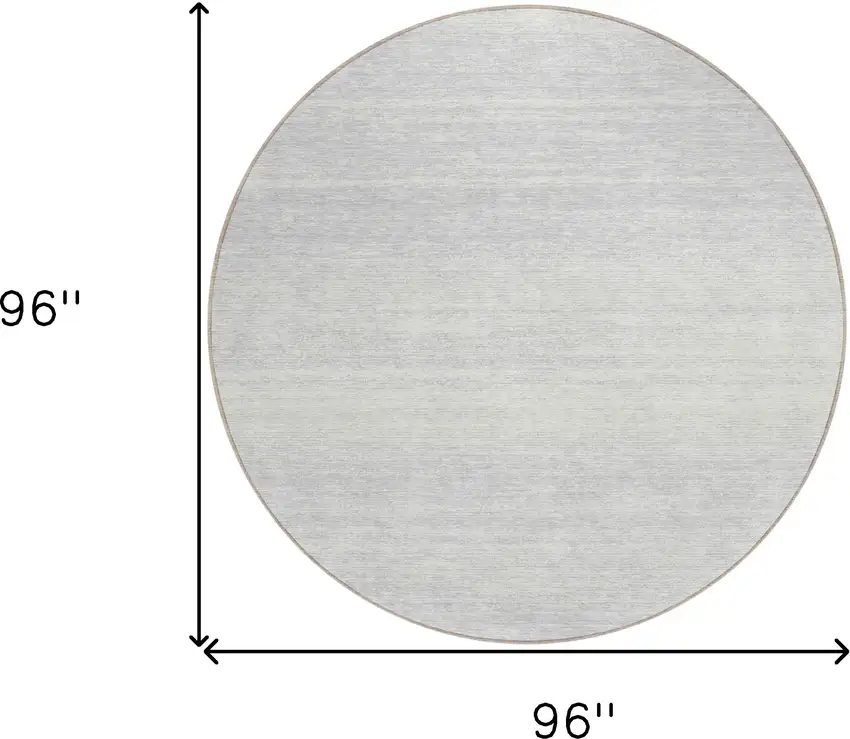 8' Silver And Gray Round Striped Washable Indoor Outdoor Area Rug Photo 3