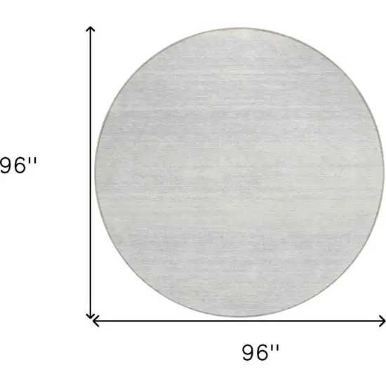 8' Silver And Gray Round Striped Washable Indoor Outdoor Area Rug Photo 3