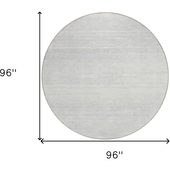 8' Silver And Gray Round Striped Washable Indoor Outdoor Area Rug Photo 3