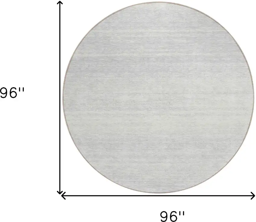 8' Silver And Gray Round Striped Washable Indoor Outdoor Area Rug Photo 3