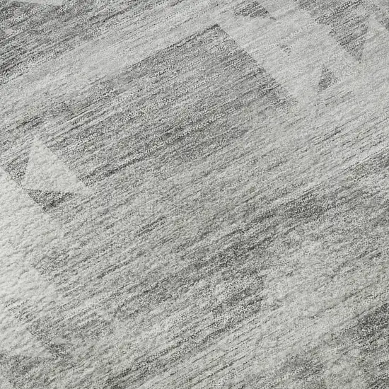 8' Silver And Gray Southwestern Washable Round Rug With UV Protection Photo 9