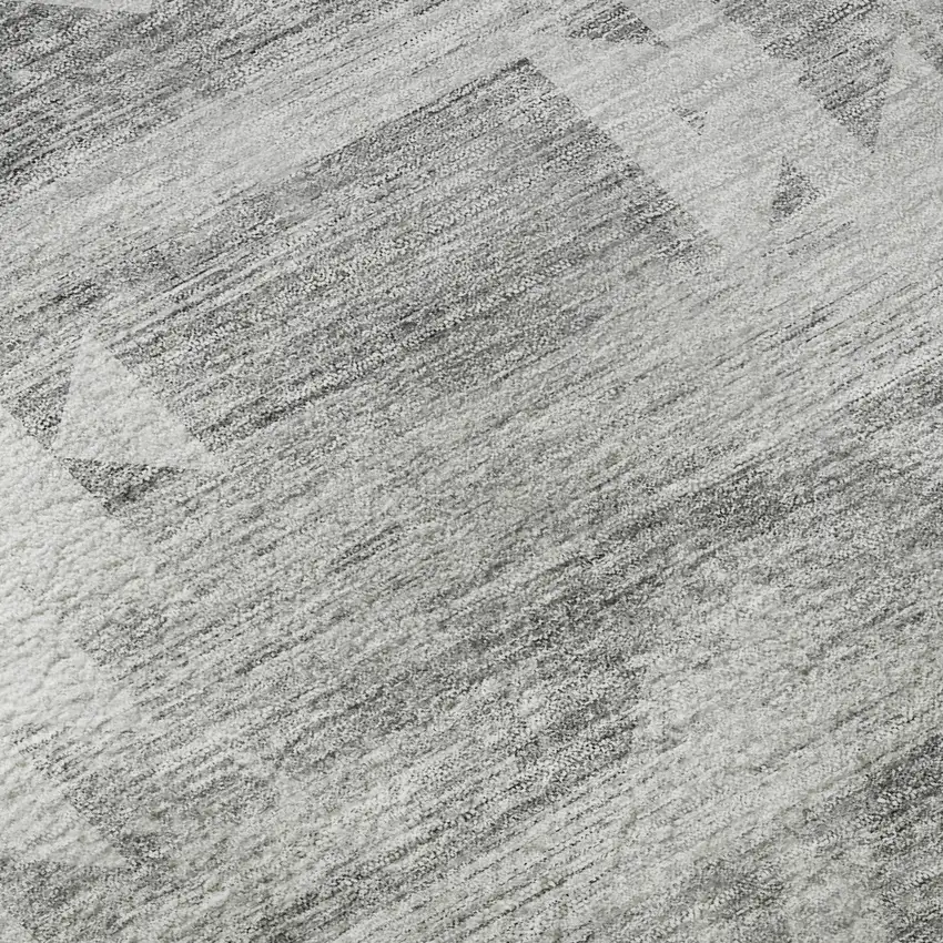 8' Silver And Gray Southwestern Washable Round Rug With UV Protection Photo 9