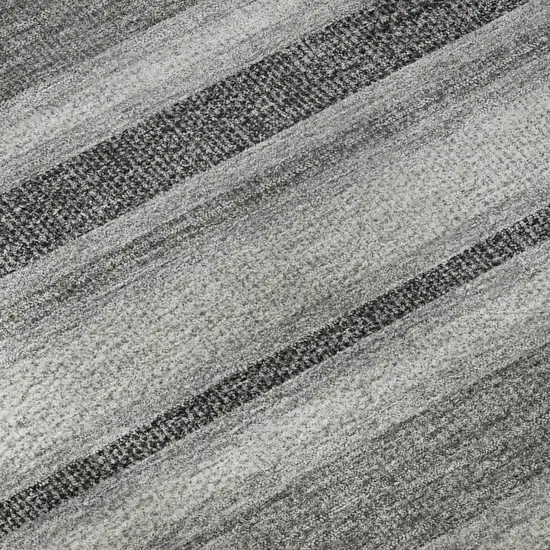 8' Silver And Gray Striped Washable Round Rug With UV Protection Photo 9