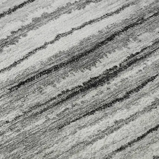 8' Silver And Gray Striped Washable Round Rug With UV Protection Photo 9