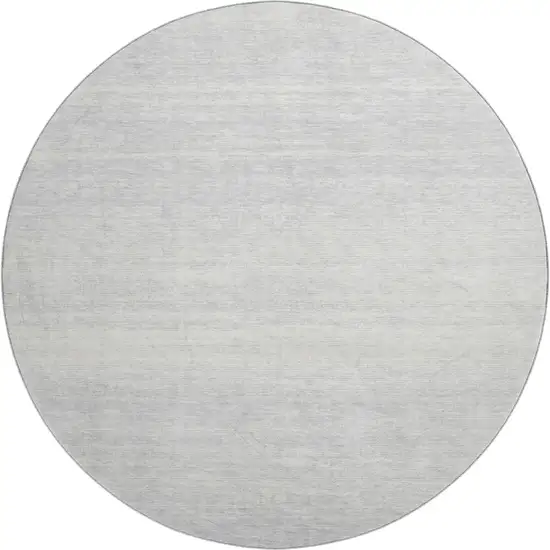 8' Silver And Gray Striped Washable Round Rug With UV Protection Photo 1