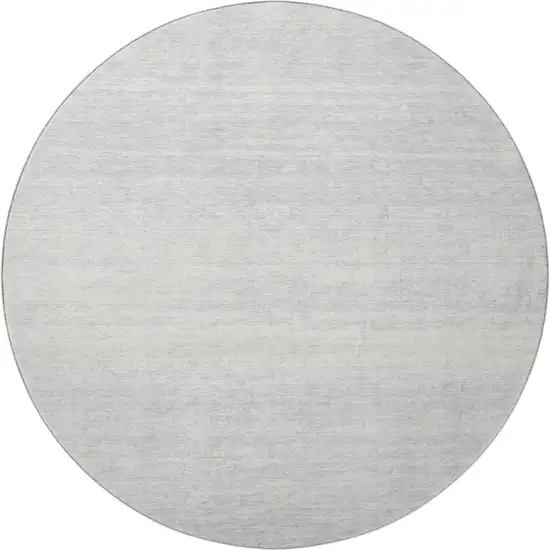 8' Silver And Gray Striped Washable Round Rug With UV Protection Photo 3