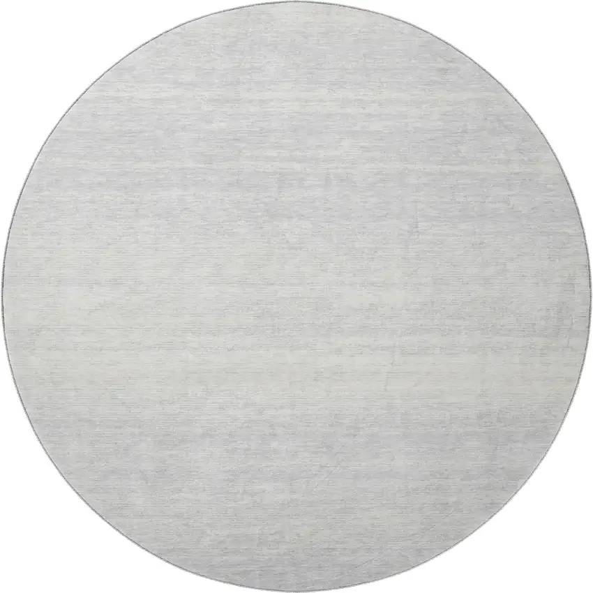 8' Silver And Gray Striped Washable Round Rug With UV Protection Photo 3