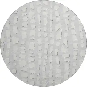 Photo of 8' Silver And Ivory Cobblestone Washable Round Rug With UV Protection