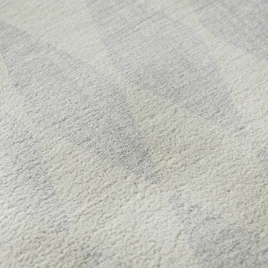 8' Silver And Ivory Diamond Washable Round Rug With UV Protection Photo 7
