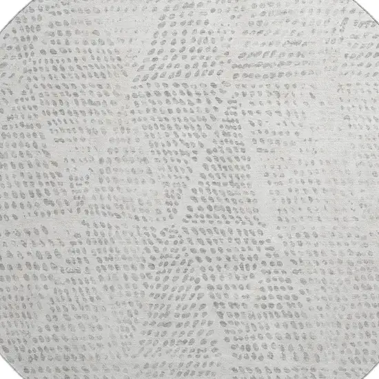 8' Silver And Ivory Diamond Washable Round Rug With UV Protection Photo 3