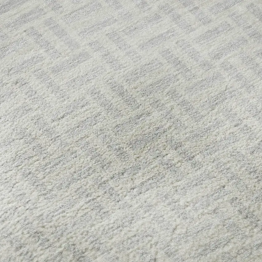 8' Silver And Ivory Geometric Washable Round Rug With UV Protection Photo 9