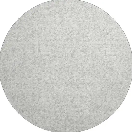 8' Silver And Ivory Geometric Washable Round Rug With UV Protection Photo 3