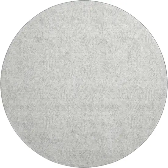 8' Silver And Ivory Geometric Washable Round Rug With UV Protection Photo 1