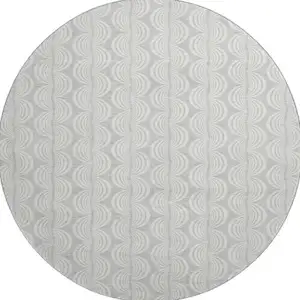 Photo of 8' Silver And Ivory Ogee Washable Round Rug With UV Protection