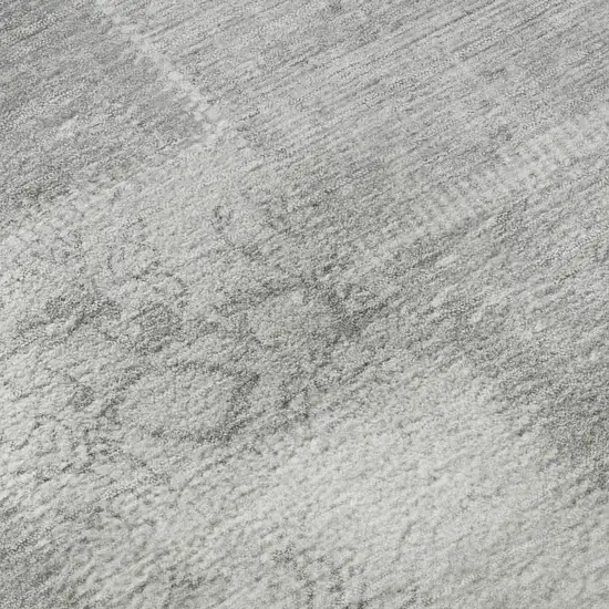 8' Silver And Ivory Patchwork Washable Round Rug With UV Protection Photo 9