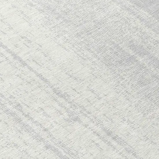 8' Silver And Ivory Round Striped Washable Indoor Outdoor Area Rug Photo 8
