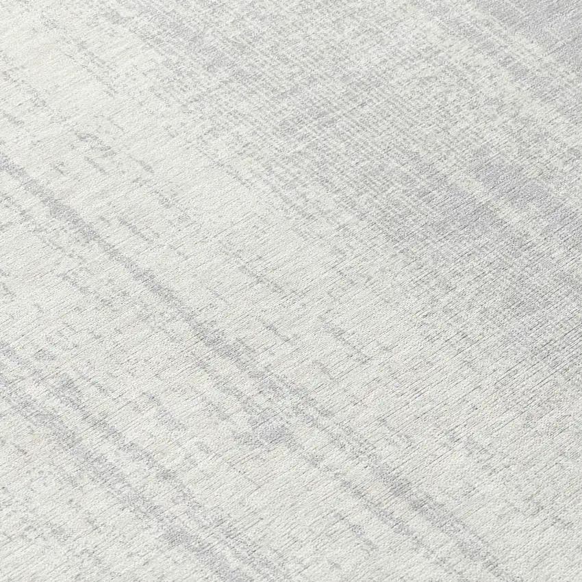 8' Silver And Ivory Round Striped Washable Indoor Outdoor Area Rug Photo 8