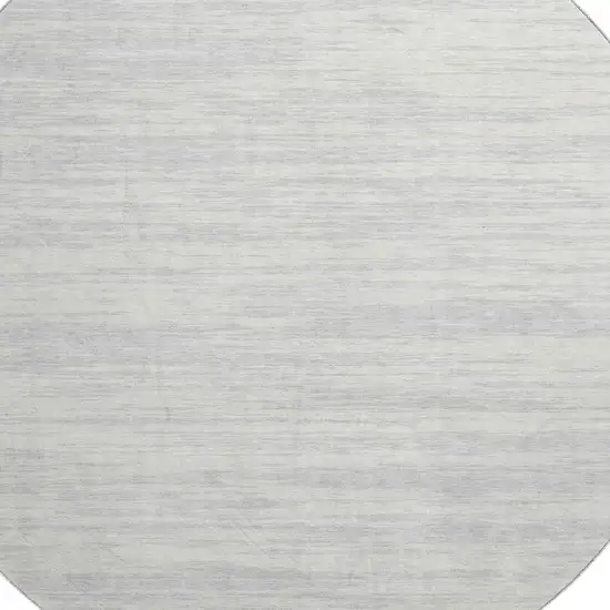 8' Silver And Ivory Striped Washable Round Rug With UV Protection Photo 2