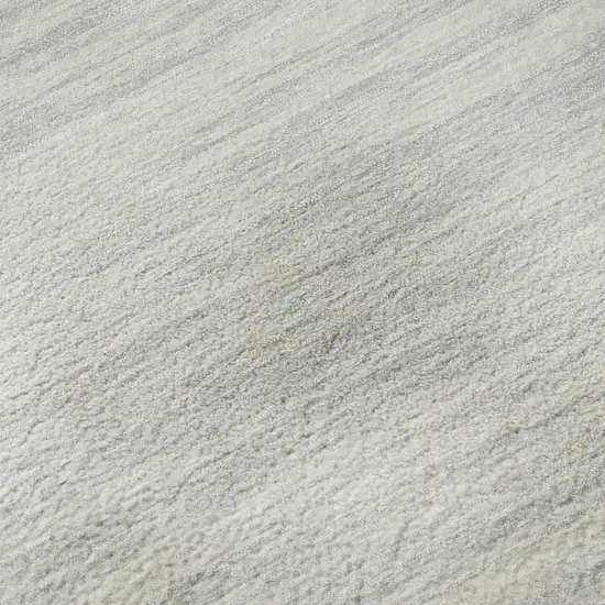 8' Silver And Ivory Striped Washable Round Rug With UV Protection Photo 8