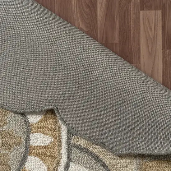 4' Silver And Ivory Wool Floral Hand Tufted Round Rug Photo 8