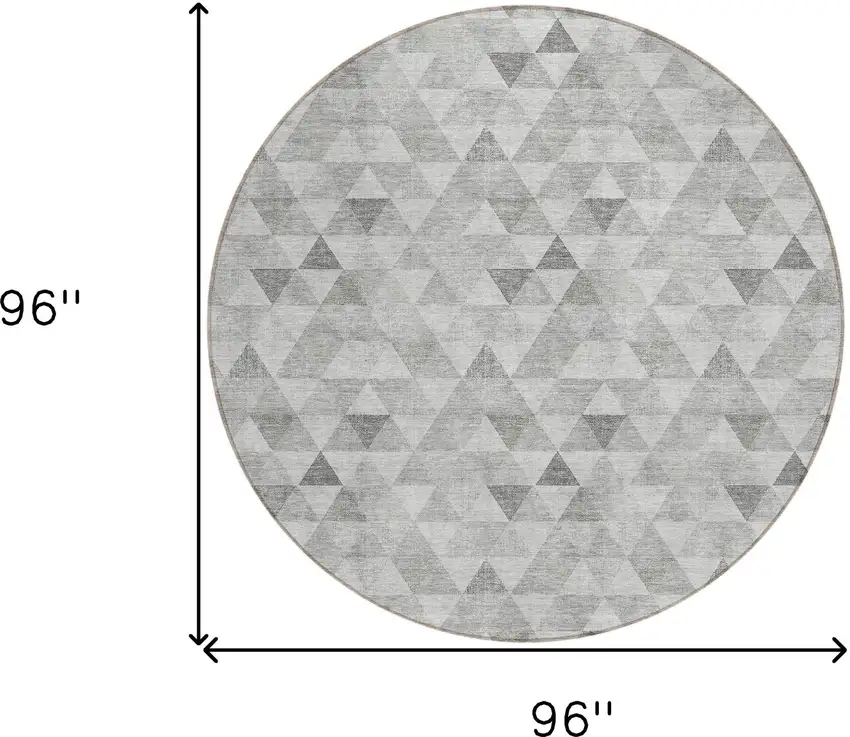 8' Silver Beige And Taupe Round Geometric Washable Indoor Outdoor Area Rug Photo 3